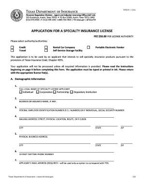 Texas Specialty Insurance License Application