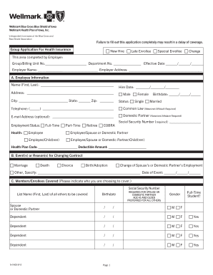 Group Application For Health Insurance