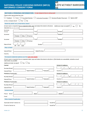 National Police Checking Service Informed Consent Form