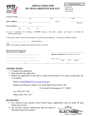 Utah By-Mail/Absentee Ballot Application