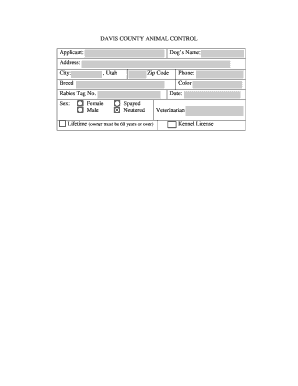 Davis County Dog License Application