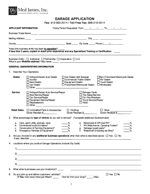 Garage Insurance Application