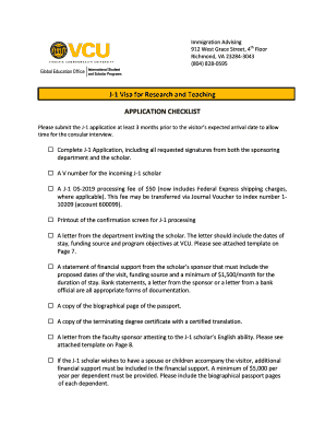 J-1 Visa Application Checklist