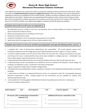 Advanced Placement Classes Contract