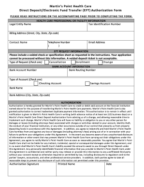 Martin’s Point Health Care Direct Deposit Authorization Form