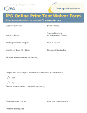 IPC Online Print Test Waiver Form - ipc