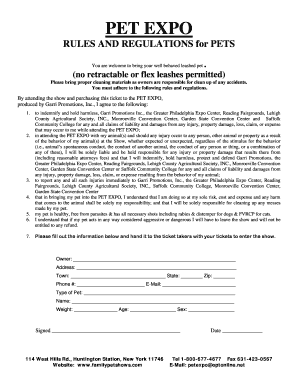 Pet Expo Attendance Agreement
