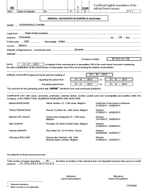 Belgian Annual Accounts Form F 1.1
