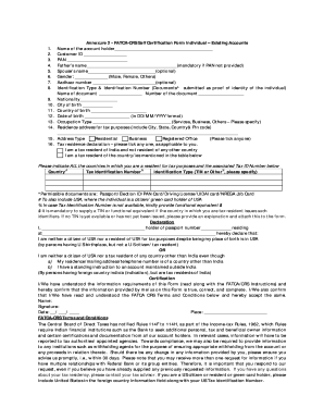 FATCA-CRS Self Certification Form Individual