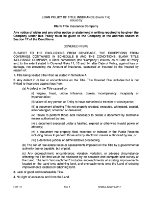 Title Insurance Loan Policy Form T-2