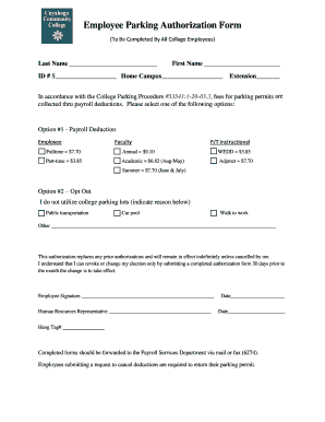 Employee Parking Authorization Form