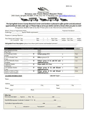 Schools and Youth Group Request Form