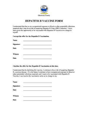 Hepatitis B Vaccine Consent Form