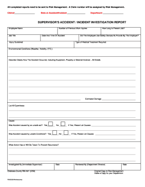 Supervisor's Accident Incident Investigation Report