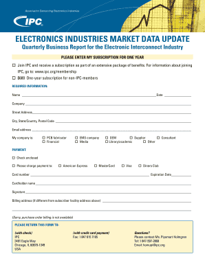 Electronics Industry Quarterly Business Report Subscription Form