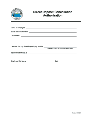 Direct Deposit Cancellation Authorization