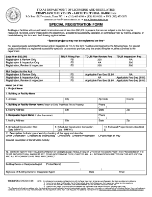 Texas Architectural Barriers Special Registration Form