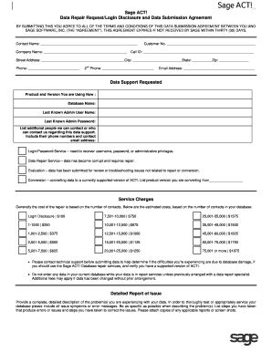 Sage ACT Data Repair Request Agreement