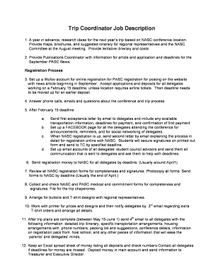 Trip Coordinator Job Description