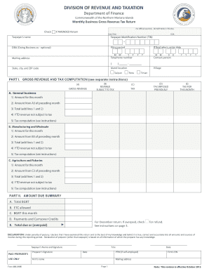 Northern Mariana Islands Monthly Business Gross Revenue Tax Return