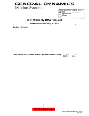 CHS Warranty RMA Request Form