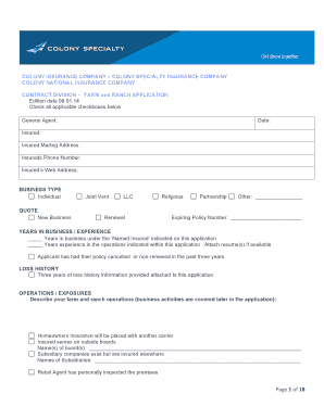 Farm and Ranch Insurance Application