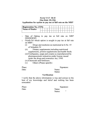VAT-06D Form Application