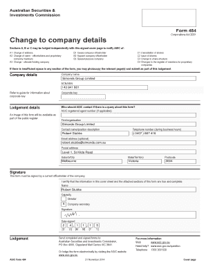 ASIC Form 484 - Change to Company Details