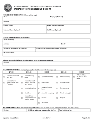 Texas Fire Marshal Inspection Request Form