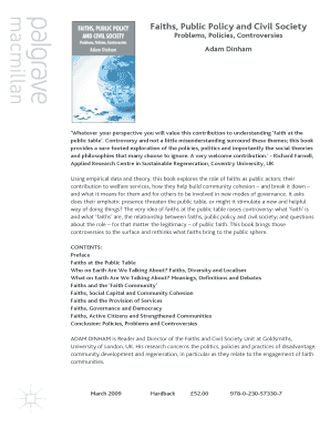 Faiths, Public Policy and Civil Society Book Order Form