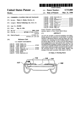US005733800A United States Patent 119 11 Patent Number: Moden 45 Date of Patent: 54 UNDERFILL COATING FOR LOC PACKAGE 5,304,842 5,358,598 75 Inventor: Walter L