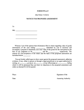 Notice for Proposed Assessment