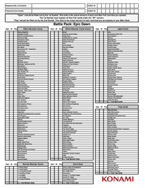 Yu-Gi-Oh! Battle Pack Epic Dawn Card Registration Form