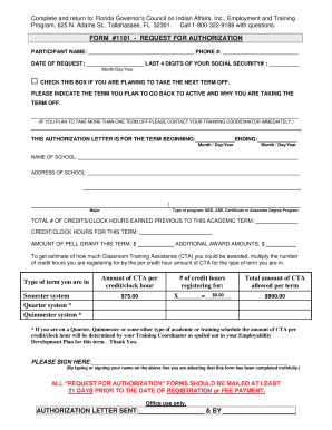Florida Request for Authorization Form