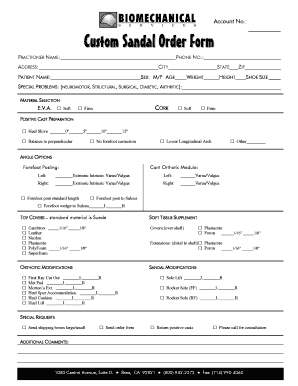 Custom Sandal Order Form