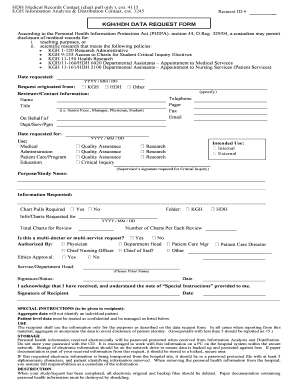 KGH/HDH Data Request Form