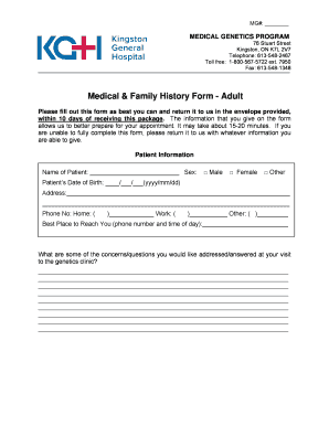 Medical Genetics Family History Form