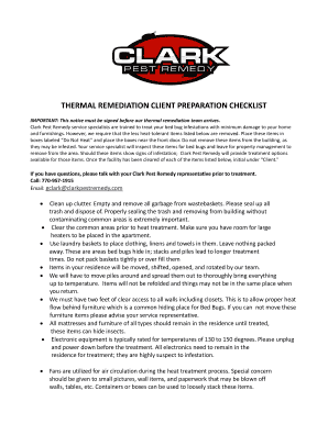 Thermal Remediation Client Preparation Checklist