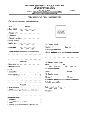 Vietnam Visa Application Form