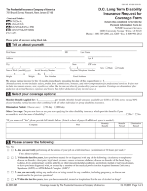 D.C. Long Term Disability Insurance Request for Coverage Form