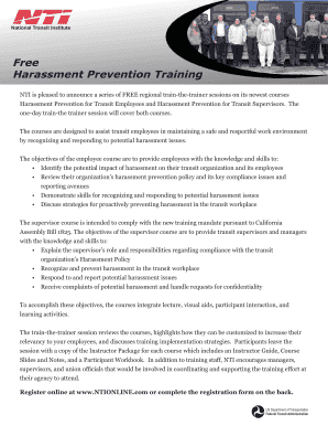Harassment Prevention Training Registration