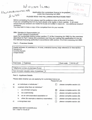 Premises Licence Application
