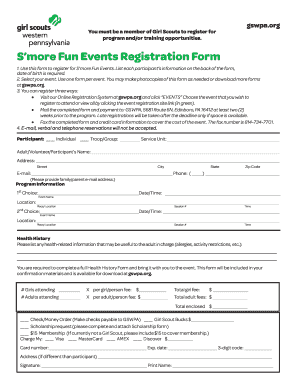 S’more Fun Events Registration Form
