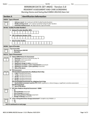 MDS 3.0 Nursing Home Assessment Form
