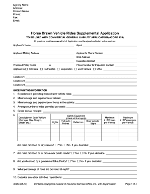 Horse Drawn Vehicle Rides Supplemental Application