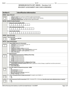MDS 3.0 Nursing Home Assessment Form