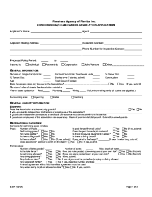 Condominium/Homeowners Association Insurance Application