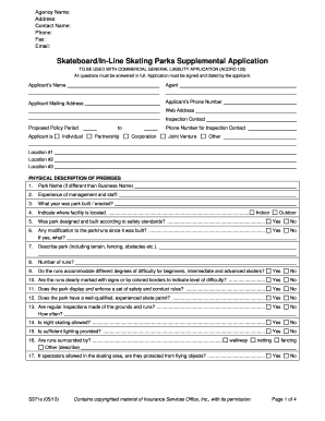 Skateboard Park Insurance Application