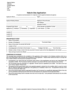 Hole-In-One Insurance Application