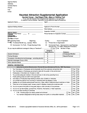 Haunted Attraction Supplemental Application